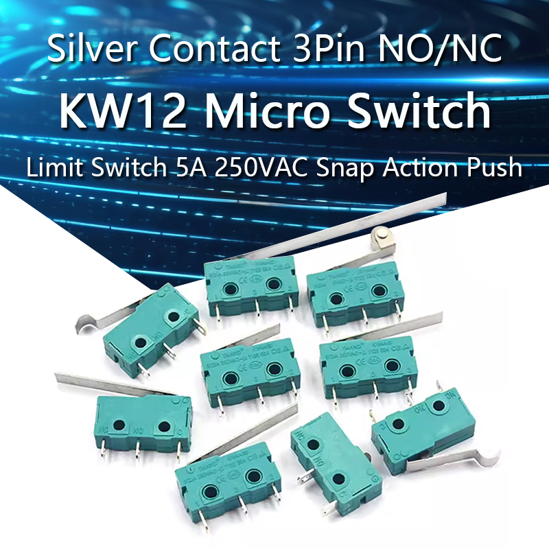 Limit Switch Cnc - 5 ピース/ロットシルバー接点 KW12 マイクロスイッチ 3Pin NO/NC
