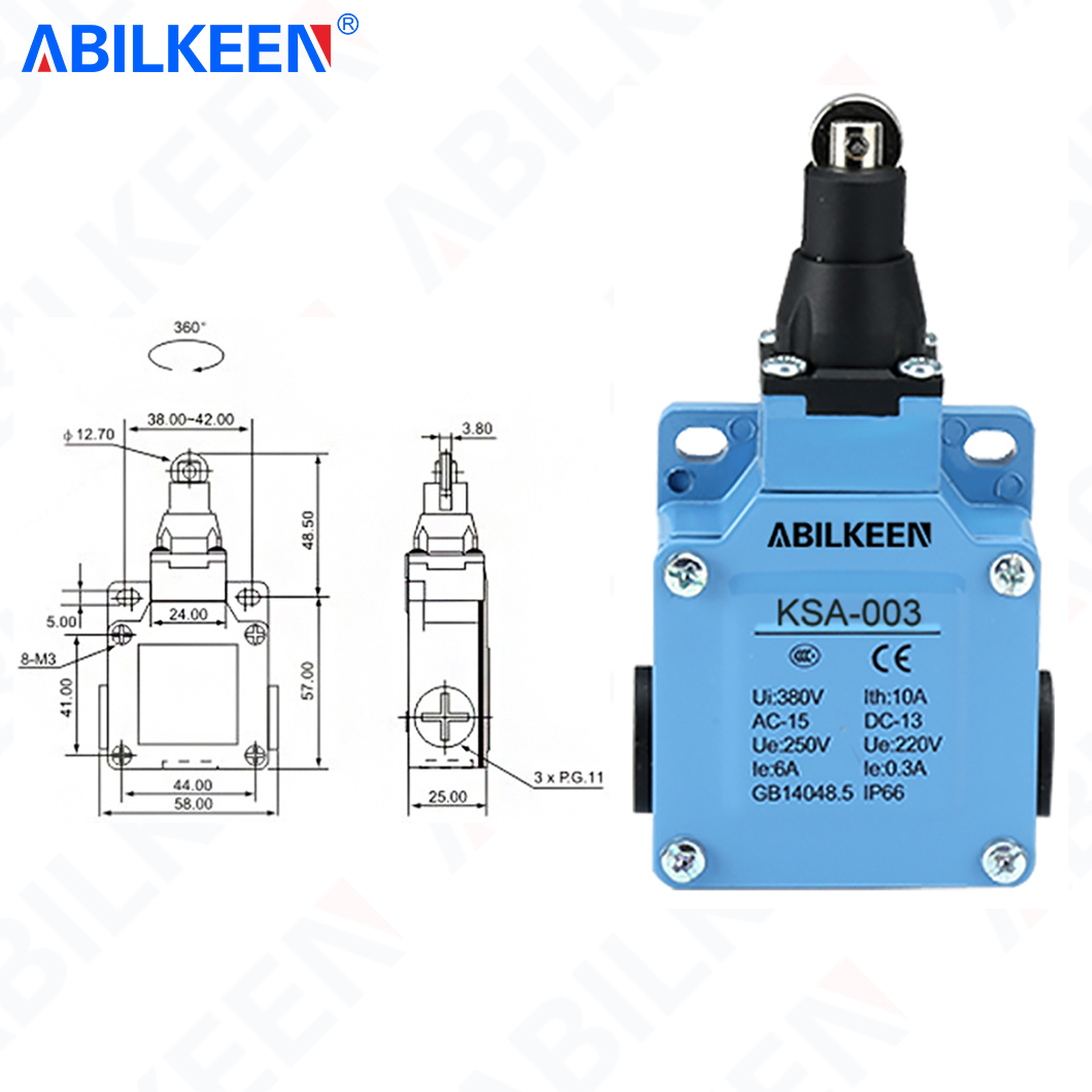 Limit Switch Cnc - ABILKEEN KSA-003 プッシュプランジャー 2NO+2NC ターミナルリミットトラベルスイッチ AC250VAC