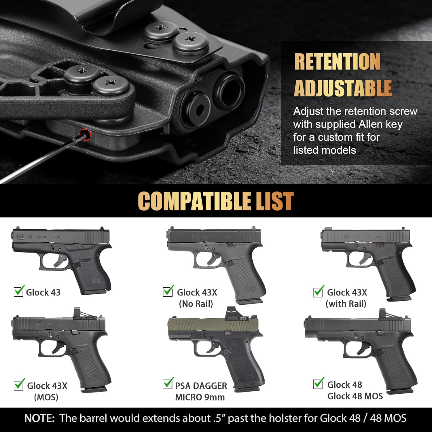 IWB/OWB G43x ホルスター用、Glock 43 / - Industrial Laser Gun のレビューと価格